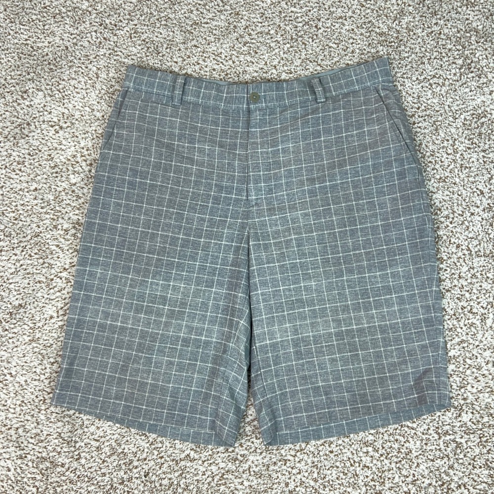 Nike Shorts Mens 34 Gray Plaid Dri FIT Golf Tour Performance Pockets Comfort